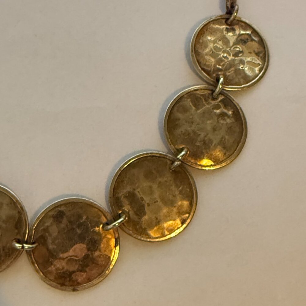 Hammered Brass Disc Panel Necklace - image 2